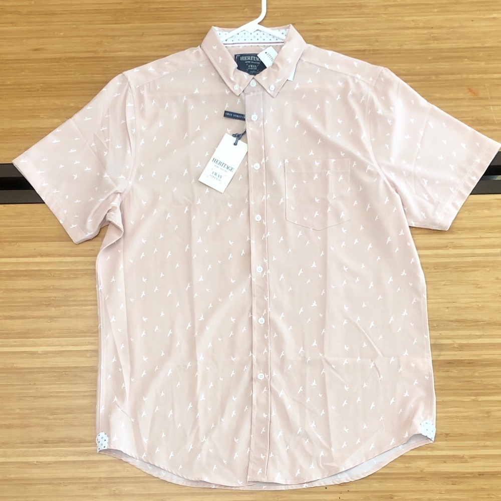 Heritage Men's Light Pink Casual Button Down Shirt